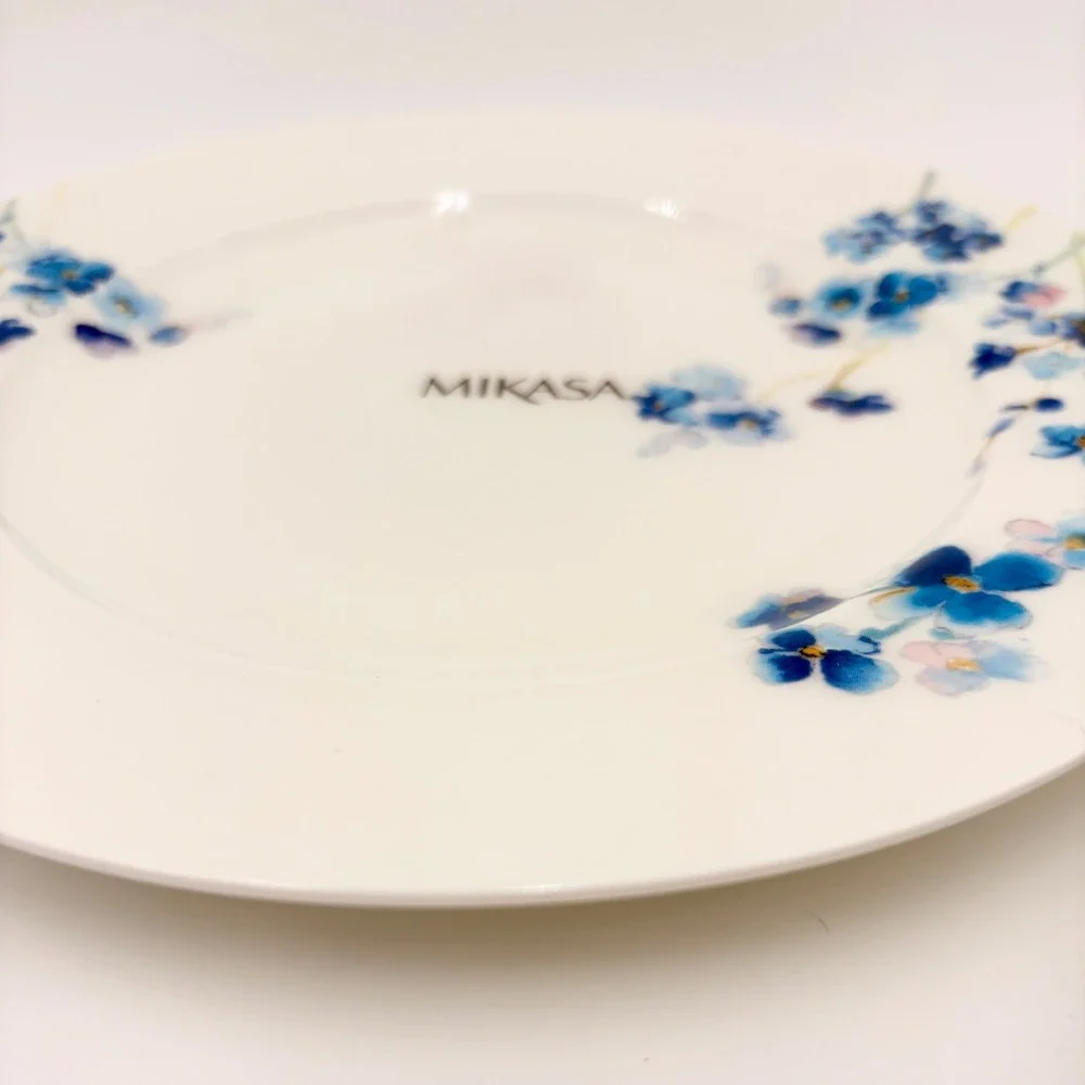 Mikasa‎ Audrey Salad Plates Set of 2 Blue Floral Bone China New